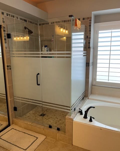 privacy film in bathroom shower