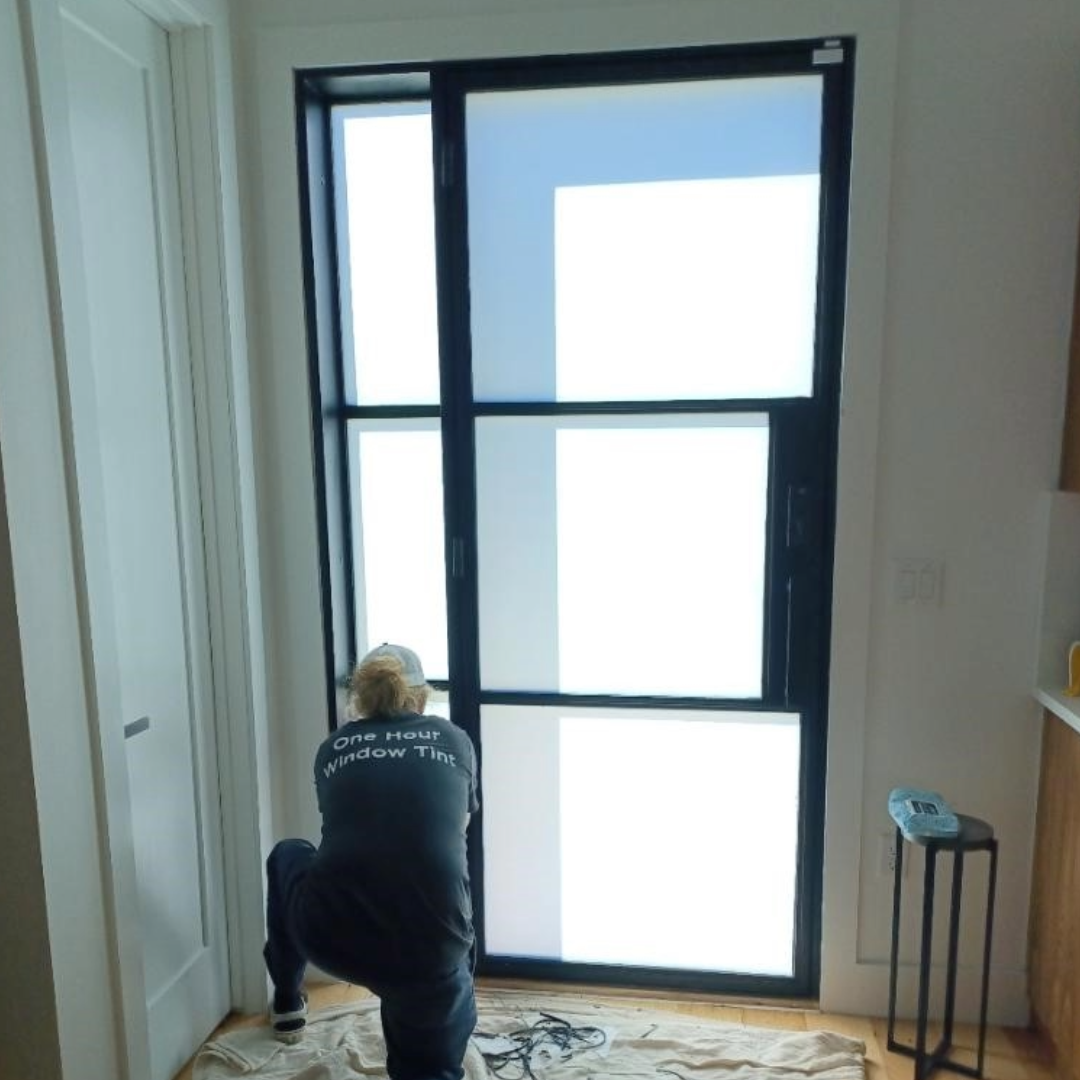 front door window clear added privacy tint installation